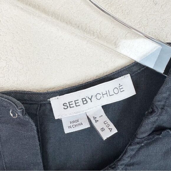 See By Chloe Black Cotton Sleeveless Dress Size 8 - Picture 7 of 8